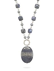 18 in. Sterling Silver, Lapis and Grey Cultured Freshwater Pearl Necklace