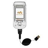 Einziehbares USB Kabel f�r Sony Ericsson w550c mit Hot Sync und aufladen Einsatzm�glichkeiten  von Gomadic mit TipExchange Technology