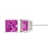 14k White Gold 6mm Princess-Cut Created Pink Sapphire 4-Prong Stud Earrings