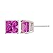 14k White Gold 6mm Princess-Cut Created Pink title=