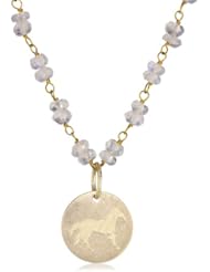 Emily and Ashley Moonstone Chain Necklace with Horse Charm