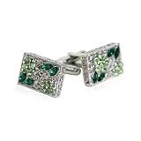 Filigree Emerald Green & Peridot Swarovski Crystal Cufflinks with Platinum Overlay