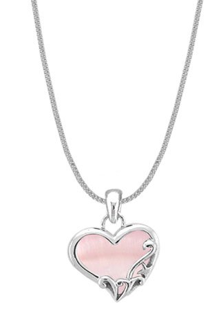 Boma Sterling Silver Pink Shell Heart Necklace, 16