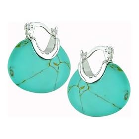 Sterling Silver Turquoise Hoop Earrings by