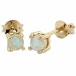 18K Gold over Sterling Silver 4mm Round Created Fiery White Opal Stud Earrings