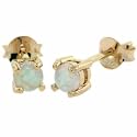 18K Gold over Sterling Silver 4mm Round Fiery Created Opal Stud Earrings