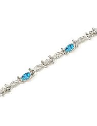 14kt Yellow Gold Oval Blue Topaz and Diamond Bracelet