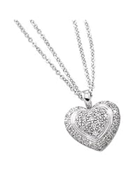 14K White Gold Diamond Heart Necklace 1/2 Ct Tw
