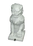 Oriental Male Foo Dog Garden Sculpture / Ornament / Water Feature - White Stone
