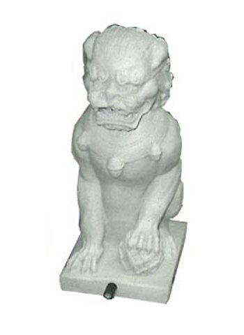 Childrens Toyshop  Outdoor Living : Oriental Male Foo Dog Garden Sculpture / Ornament / Water Feature - White Stone