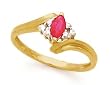 14K YELLOW GOLD RUBY DIAMOND RING R/0.32 CTW, D/0.05 CTW