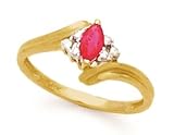 14K YELLOW GOLD RUBY DIAMOND RING R/0.32 CTW, D/0.05 CTW