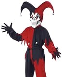 Kids Boys Costume Red Black Evil Jester Clown Outfit Boys XL (Sizes 12-14)