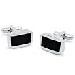 Stainless Steel Black Resin Cuff Links