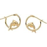 14K White Gold Childrens Dolphin Hoop Earring