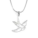 Olive N Figs Sterling Silver Dove in Love Pendant Necklace with 18" Sterling Silver Shiny Snake Chain