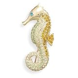 Swarovski Crystal Seahorse Fashion Pin - 14K Gold Plate