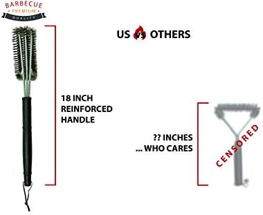 NU Barbecue Grill Brush - Unique 3-in-1 Stainless Steel BBQ Brush Design, Heavy Duty, Long Handle - Effortless Cleaning, Perfect for All Grills: Weber, Char-Broil, Gas, Porcelain & Infrared Grills