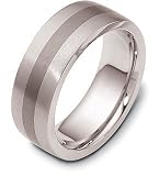 7.5mm Titanium and Platinum Wedding Band Ring