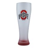 NCAA Ohio State Buckeyes Frosted Pilsner Glass with Bottom Spray, 23-Ounce, Clear