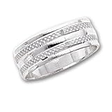 Sterling Silver Diamond-cut 7mm Fancy Ring