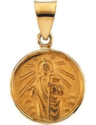 St. Saint Jude Medal Pendant 18K Gold Yellow R16939