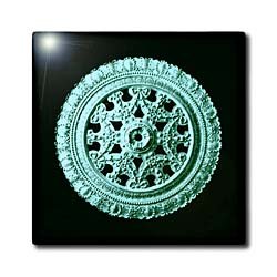 Pastel teal green ornate vintage architectural 