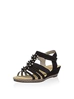 Rieker Sandalias de cuña (Negro)