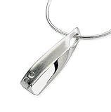 White Ice - Sterling Silver Bar with 2 Diamonds Pendant and 18 Necklace
