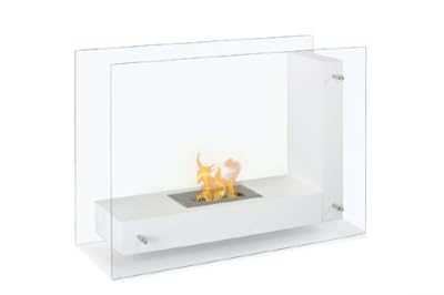 Ignis Vitrum L White Fireplace - Freestanding Ventless Ethanol Fireplace
