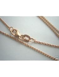 Solid 14k Pink Rose Gold Cable Link Chain Necklace (1mm ), 20" Italian 2.2g