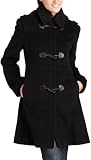 Liz Claiborne Women's Three Quarter Luxury Wool Coat with Toggle Closure,Black,14