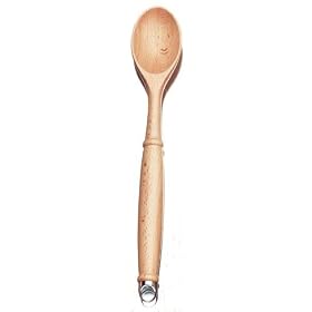 Wooden Solid Spoon with Cast Metal Loop by Amco
