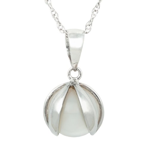 Click To Mother-of-Pearl and Sterling Silver Leaf Basket Pendant Details... Mother-of-Pearl and Sterling Silver Leaf Basket Pendant