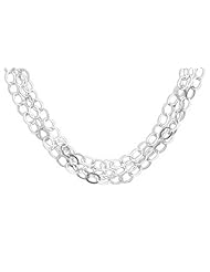 17" Polished 3 Strand Oval Link Necklace