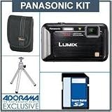 Panasonic LUMIX DMC-TS20 Digital Camera Kit - Black - with 8GB SD Memory Card, Camera Case, Table Top Tripod