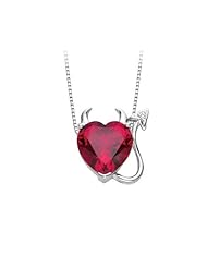 Created Ruby and Diamond Devil Pendant in Sterling Silver