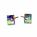 Aurore Boreale Tilted Cube Swarovski Austrian Crystal Earrings