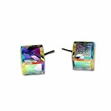 Aurore Boreale Tilted Cube Swarovski Austrian Crystal Earrings
