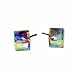 Aurore Boreale Tilted Cube Swarovski Austrian Crystal Earrings