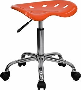 Flash Furniture LF-214A-ORANGERED-GG Vibrant Orange Red Tractor Seat and Chrome Stool