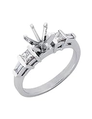 14K Gold 0.52ct Princess and Baguette Diamond Ring
