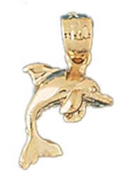 Dazzlers Solid 14 karats gold Dolphin Charm Pendant Available in three colors from jewelsberry (weights: 1.0 grams only)