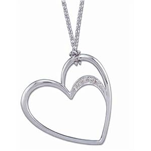 14kt White Gold Sporty Diamond Heart Necklace