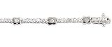 Mbody Rhodium Plated Sterling Silver Flower Motif Tennis Bracelet Set With Round Czs Fitted With Lock And Safety Clasp