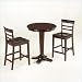 Home Styles Furniture 3 Piece Solid Wood Round Coffee Finish Table and Bar Stools in Black Set