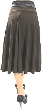18560 Women Career Business Fitted Knee High Skirt Belted Brown L