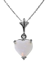.925 Sterling Silver Pendant Necklace with Genuine Heart Opal