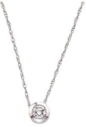 Diamond Solitaire Pendant Necklace in 10k White Gold (0.08 carats, H-I I1)