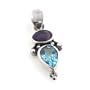 Genuine Dark Blue Topaz and Amethyst Sterling Silver Slide Pendant